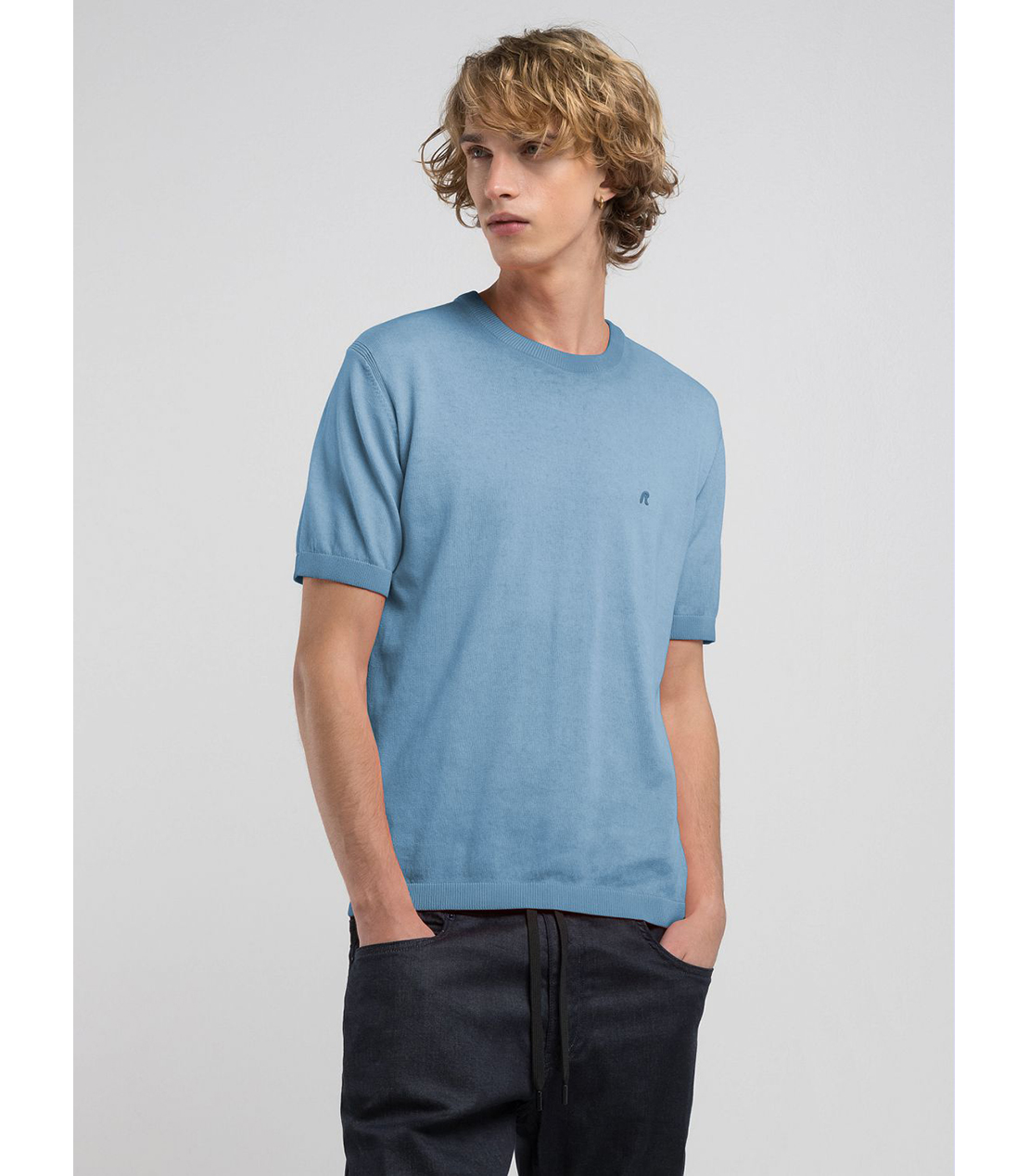 オンブレ ソフトコットン半袖ニット 詳細画像 グレイッシュブルー 2